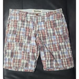 Tailor Vintage Shorts Mens 36 Madras Patchwork Plaid 100% Cotton| Faded Colors